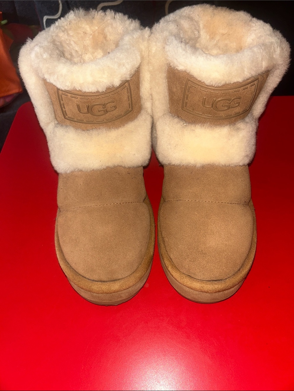 UGG Kids Chestnut Shearling Cuff Boots - Chestnut
